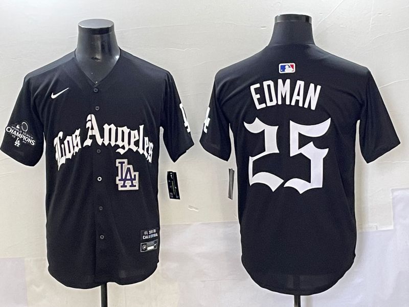 Men 2025 Los Angeles Dodgers #25 Edman Black Five generations Joint Name Nike MLB Jersey style 14->chicago cubs->MLB Jersey